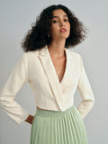 MOTF STUDIO SOLID PEAK COLLAR CROP BLAZER