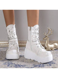 Women's Fashion Rivet Platform Wedge Heel Casual Boots
