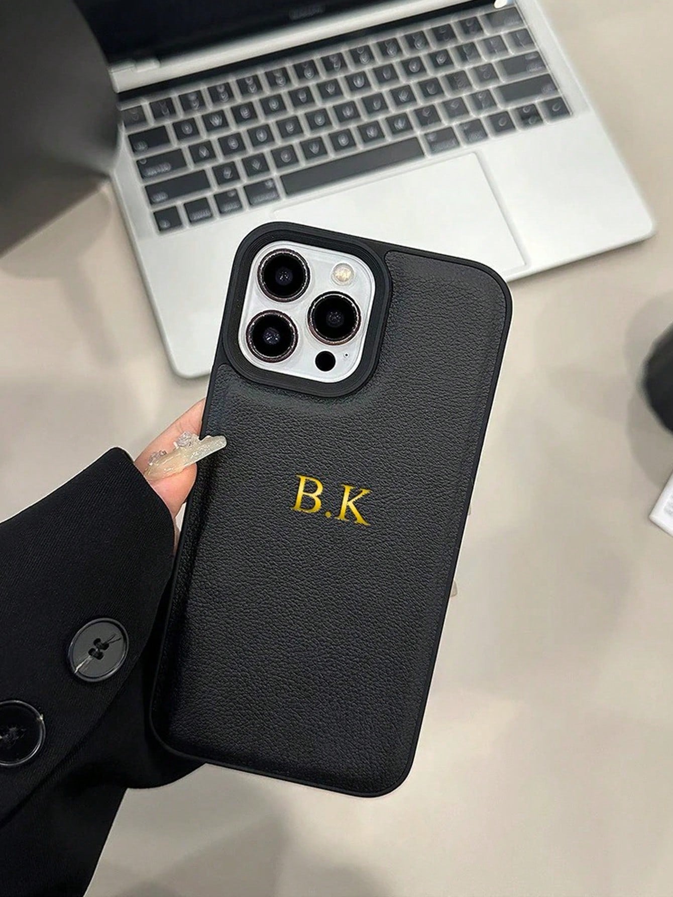 Customized Phone Case Compatible With Iphone 15 14 13 12 11 Pro Max Personalized Initials Name 3D DIY Engraved Gold Letters Back Cover Hot Stamping Technology Luxury Korea Leather Shckproof Case Leather Case Festival Gifts For Lover Friends Familly Yourse