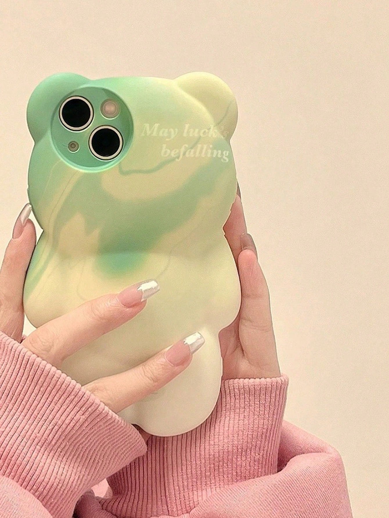 Pink Premium Artistic Paint Gradient Teddy Bear Phone Case Compatible With IPhone 15 Pro Max/14/13 Pro/12/11, Creative Full Coverage Soft 14 Pro Shockproof Case For Women