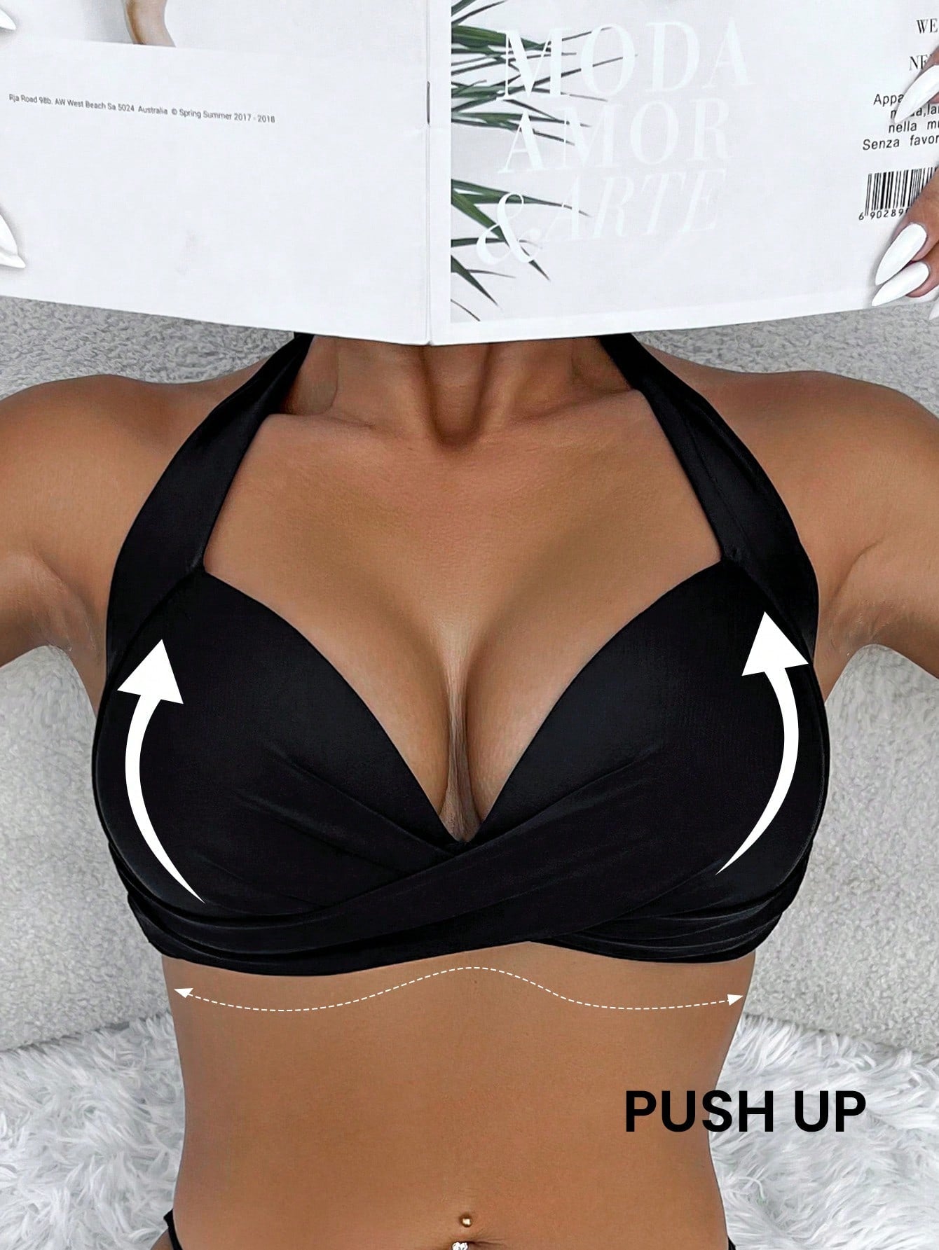 Swim Summer Beach Twist Front Push Up Bikini Top