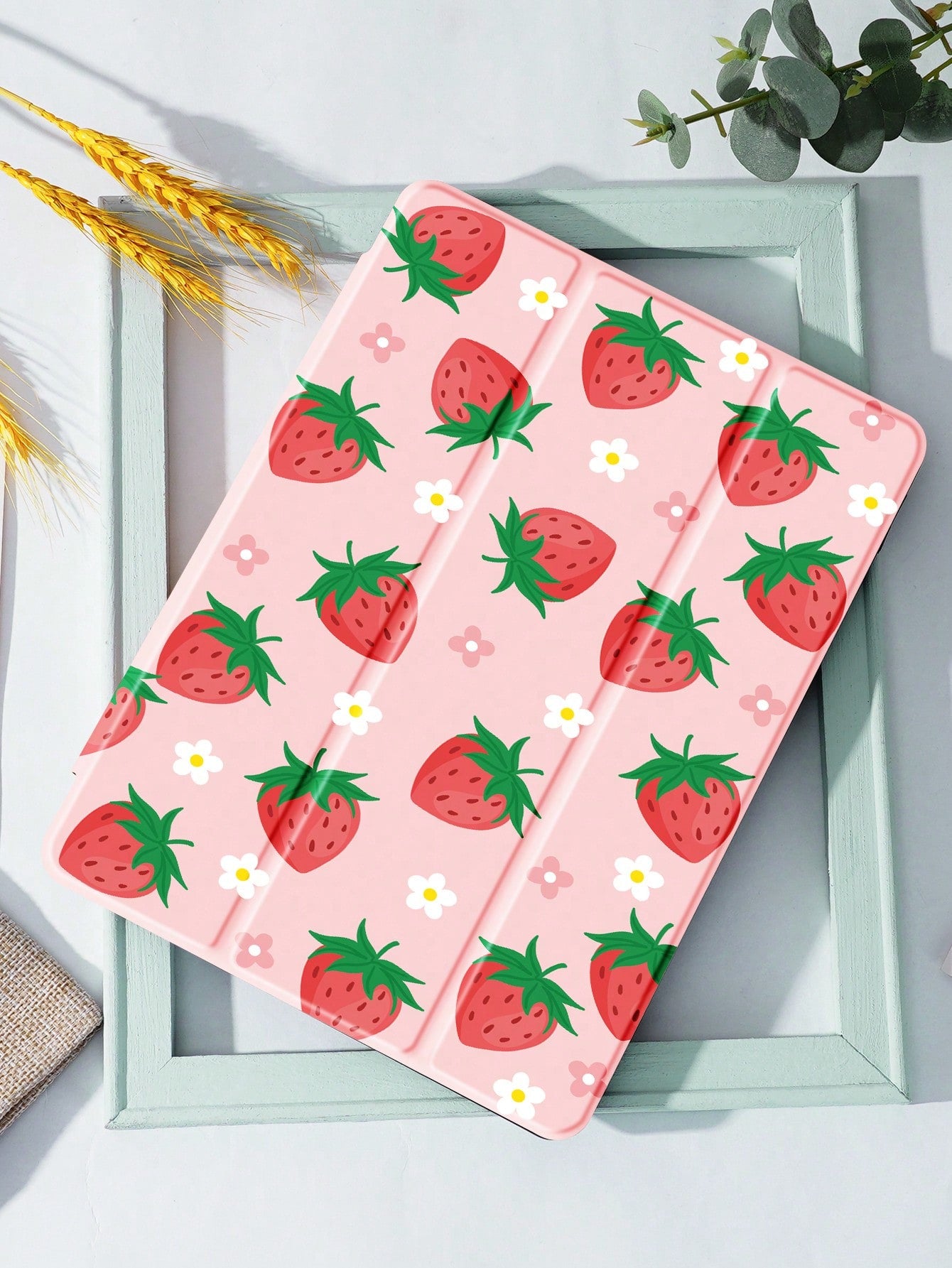 Strawberries Case Compatible With IPad 10.2 Inch 2021/2020 IPad 9th/8th Generation,Compatible With Samsung Galaxy Tab A8 10.5 Inch 2022,Huawei Matepad 10.4/ Tab/Xiaomi Cover,With Pen Holder,Supports Automatic Sleep/Wake Lid
