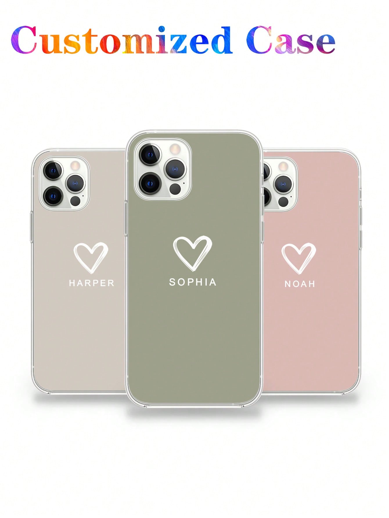 Custom Name/Initial Letter Phone Case, Multi-Color Protective TPU Transparent Soft Shell, Full-Wrapped Anti-Drop, Suitable For IPhone 11/13/14/15 Pro Max