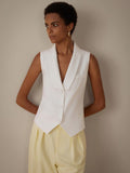 Solid Color Asymmetric Design Vest, Perfect For Workplace Commute And Casual Wear, Exuding Elegant And Sophisticated OL Style