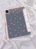 Flower Pretty Ditsy Floral Design Double-Sided Pattern Printed Acrylic Back Cover Protective Case, Shockproof And Sleep/Wake Compatible, Support Ipad Cover Sleep/Wake Function