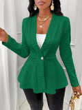 Women's Single-Button Elegant Waist Collecting Long Sleeve Jacket (Random Print), Spring/Fall