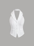 Backless Sleeveless Vest Suit Jacket, Worn Over The Shoulders