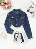 Teen Girls' Street Style Short Denim Jacket