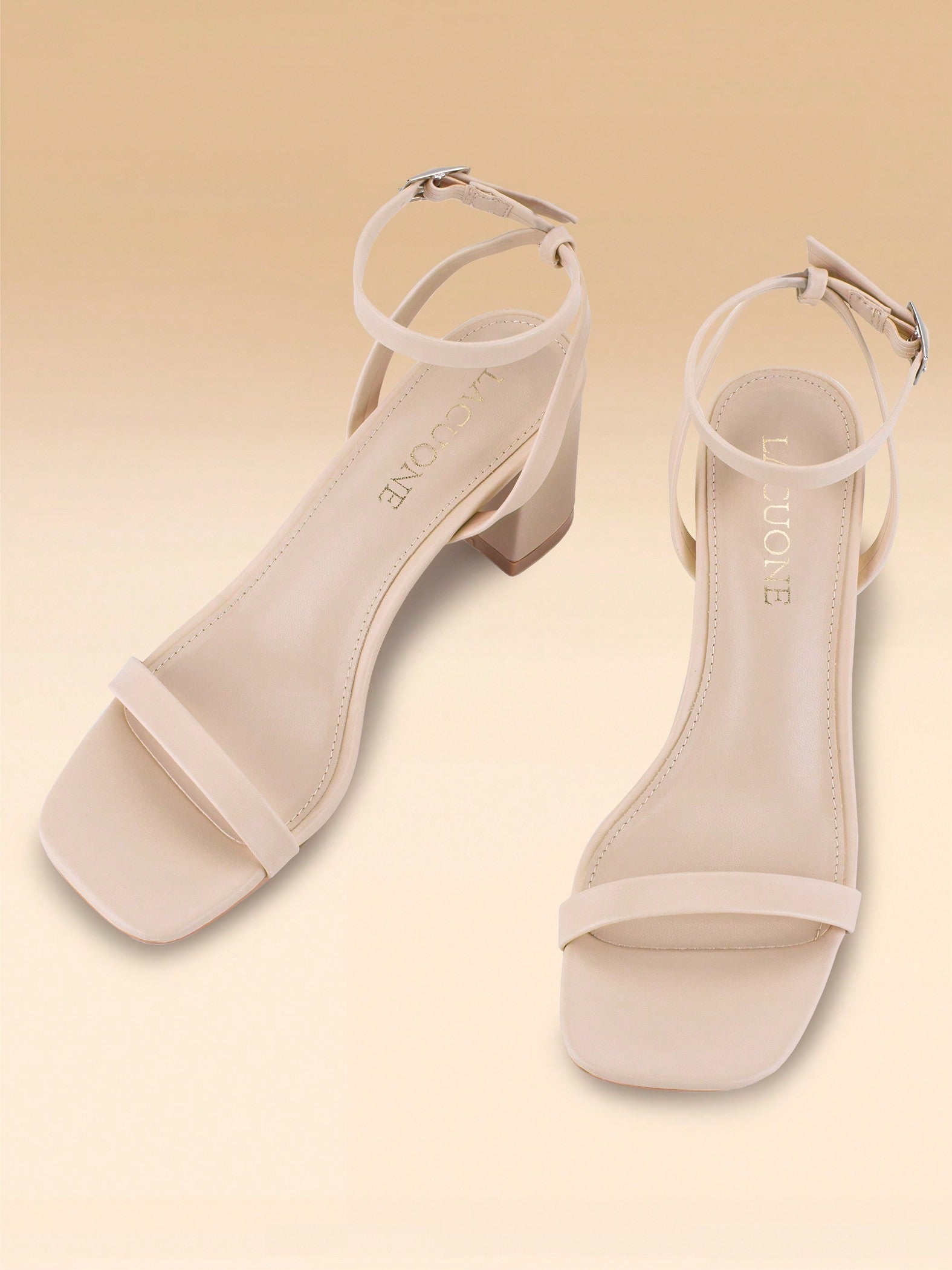 Strappy Heels For Women Block Chunky Heels Ankle Buckle Square Toe Heeled Sandals