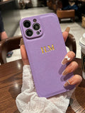 Customized Phone Case Compatible With Iphone 15 14 13 12 11 Pro Max 15 14 Plus Back Cover INS Luxury Korea Leather Shckproof Case Personalized Initials Name 3D DIY Engraved Gold Letters Hot Stamping Technology Leather Case Festival Gifts For Lover Friends