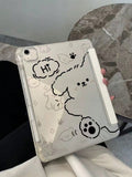 Cute Bear 2-In-1 Transparent Acrylic Tri-Fold Tablet Stand For IPad Protective Case 10.2/Air4/Air5/Pro11/10th/10.9/9.7