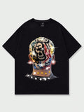 Men's Plus Size Summer Casual Short Sleeve T-Shirt With Character Print, Round Neck