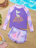 Tween Girl Tankini Outfit Set, Printed Top And Shorts, Random Printing