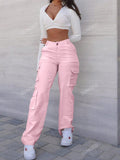 Casual Solid Color Multi-Pocket Workwear Pants