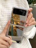 Luxury Make Up Mirror Case Compatible With Samsung Galaxy Z Flip6 Z Flip 5 4 3 Flip4 Flip3 Flip5 Z Flip 3 4 5 Shockproof Corner Hard Anti-Drop Cover