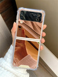 Luxury Make Up Mirror Case Compatible With Samsung Galaxy Z Flip 5 4 3 Flip4 Flip3 Flip5 Z Flip 3 4 5 Shockproof Corner Hard Anti-Drop Cover