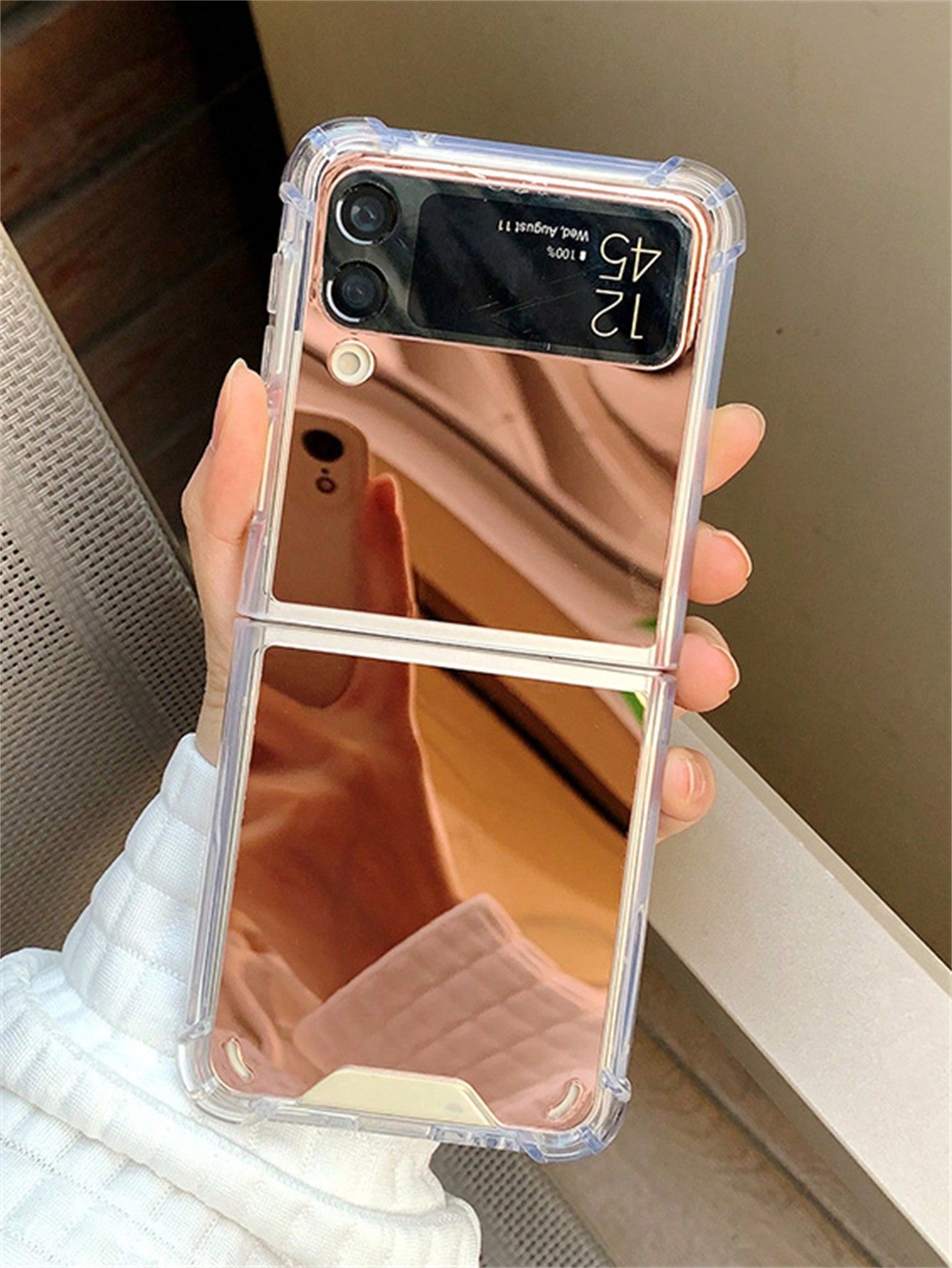 Luxury Make Up Mirror Case Compatible With Samsung Galaxy Z Flip 5 4 3 Flip4 Flip3 Flip5 Z Flip 3 4 5 Shockproof Corner Hard Anti-Drop Cover