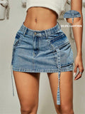 Summer Fashionable And Sexy Workwear Denim Skirt With Pockets