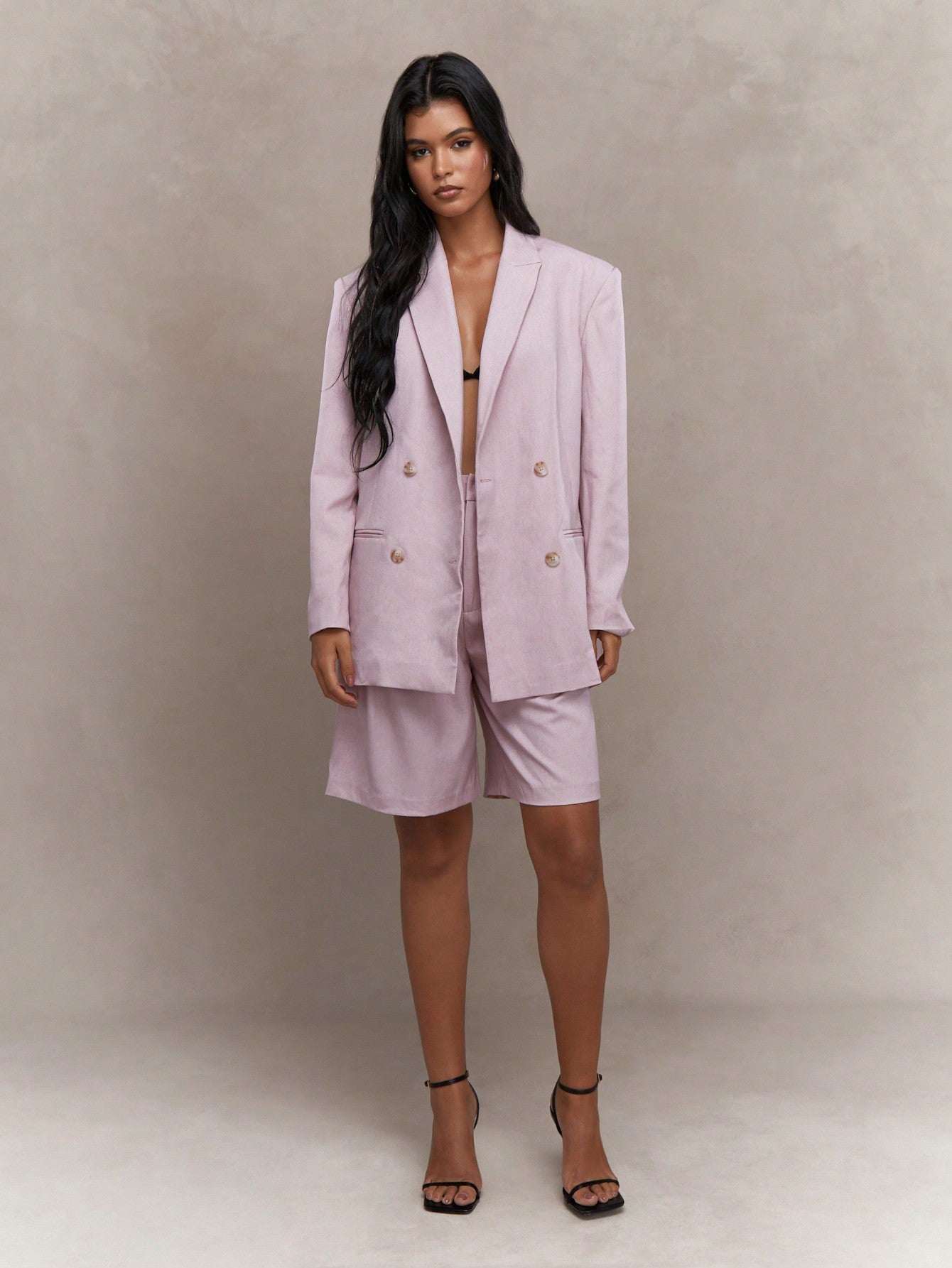 MISSGUIDED Buttoned Long Sleeves Jacket And Bermuda Pants Co-Ord Set