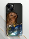 Monkey Drinking Water Phone Case, Compatible With IPhone 15/15 Plus/15 Pro/15 Pro Max/14 Pro Max/14 Pro/14 Plus/14/13 Pro Max/13pro/13/13/12 Pro Max/Pro/12Pro Max/Pro/12/11 Pro Max/11 Pro/11/XR/X/XS/7/8, Silicone, TPU