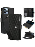 Durable PU Leather Phone Case Zipper Wallet Cards Holder Phone Case For Women With Removable Wrist Strap Compatible With IPhone Samsung Pixel
