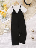 Young Girl Solid Color Casual Jumpsuit For Spring And Summer, Versatile