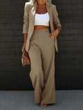 Women Spring And Autumn Long Sleeve Color Block Lapel Elegant Suit Jacket And Trousers Set For Daily Commute