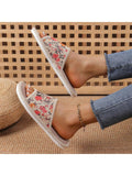 Women's Linen Home Slippers, Anti-Slip Thick Sole Indoor Floor Slippers, Soft Bottom Summer House Slipper