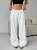 Soft White Knitted Home Baggy Pants, Loose Pant