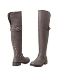 Women's Low Heel Honeycomb Pattern Lace-Up Boots