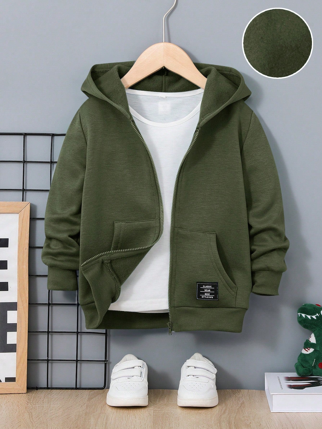 Young Boys' Casual Comfortable Hooded Zip-Up Sweatshirt