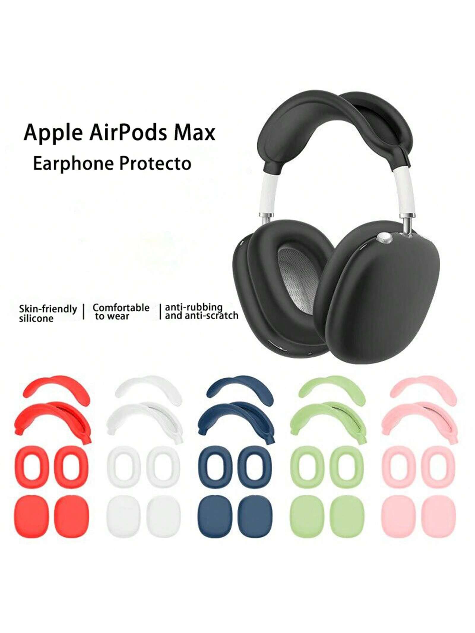 Applicable Airpods Max Headset Protective Cover Headband Beam Shell Ear Caps Cover Silicone 4-Piece Protective Case Silicone Soft Cover