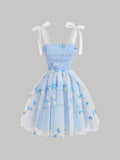 Women's Simple Daily Dress With Decorative Netting And Embroidery Ornaments