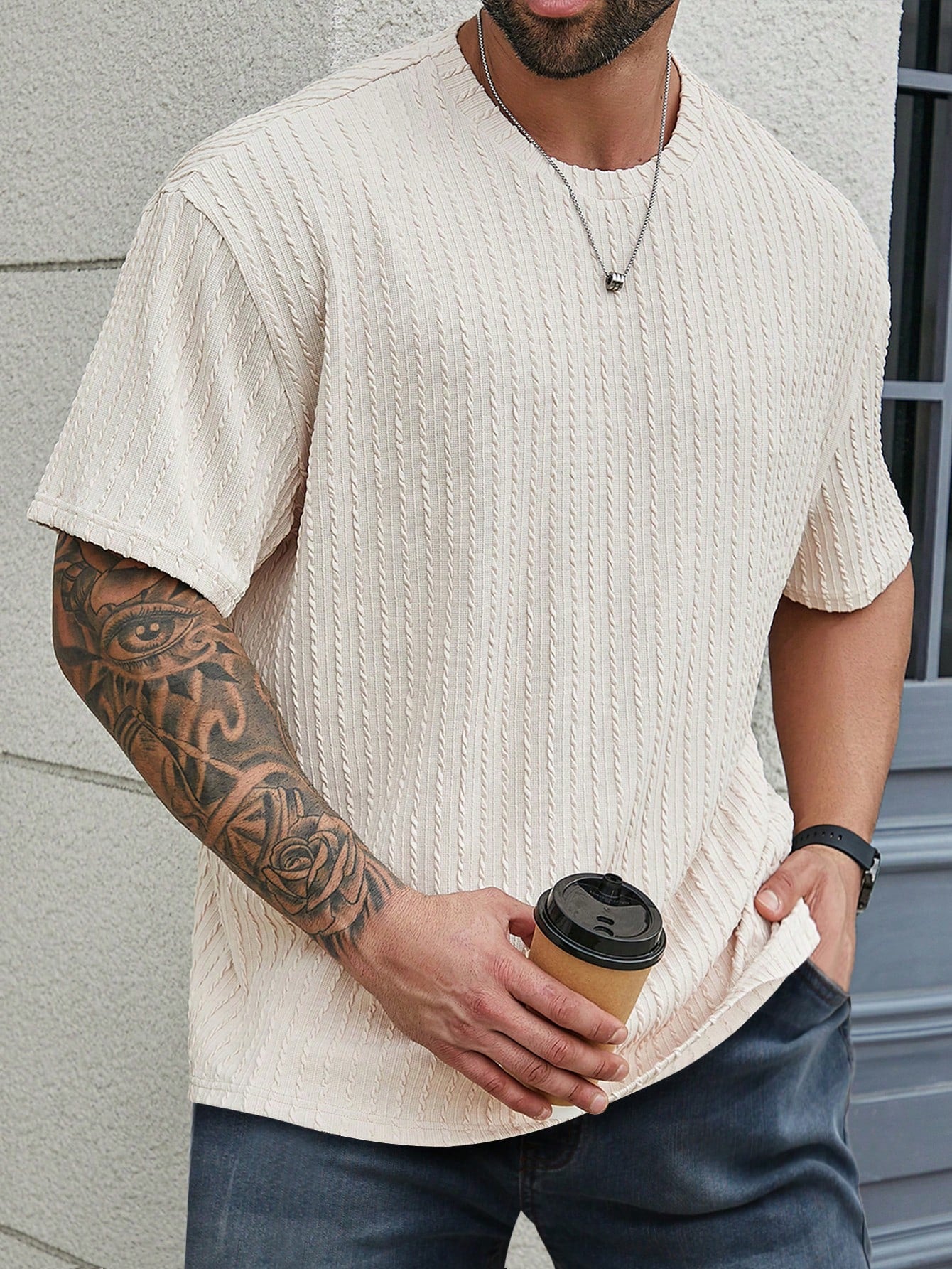 Men's Plus Size Solid Color Round Neck Short Sleeve Casual T-Shirt, Summer