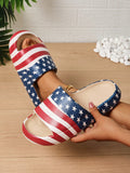 Women's Slipper With Anti-Slip & Wear-Resistant Sole, Height-Increasing Design, Star Elements, Suitable For Independence Day, Fashionable & Trendy. Lightweight, Versatile, Comfortable Plastic Slider.
