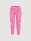 Young Girls Casual Ripped Frayed Jeans