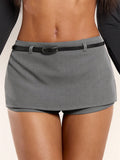 Ladies' Solid Color Low-Rise Casual Skirt Shorts