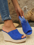 Thick Heel Platform Suede Women's Mules, Fashionable, Comfortable, Versatile, Slip-On Slip-On Heels, Women's Sandals