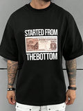 Men's Plus Size Summer Letter And Money Print Round Neck Short Sleeve Casual T-Shirt