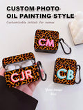 Customized AirPods Case With Tortoiseshell Pattern For Apple AirPods Pro, Personalized Cute Initials Protection Cover With Carabiner Keychain, Perfect Gift