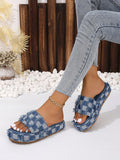 Women's Fashionable Lightweight Slip-Resistant Vacation Thick-Soled Slipper, Block Heeled With Fabric Upper