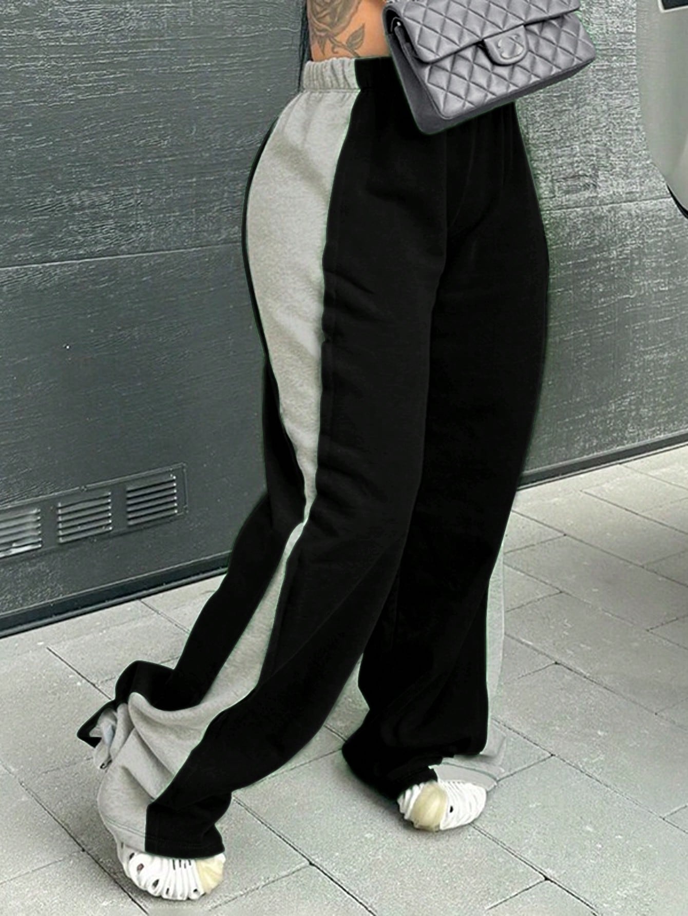 Contrast Side Seam Drawstring Waist Sweatpants