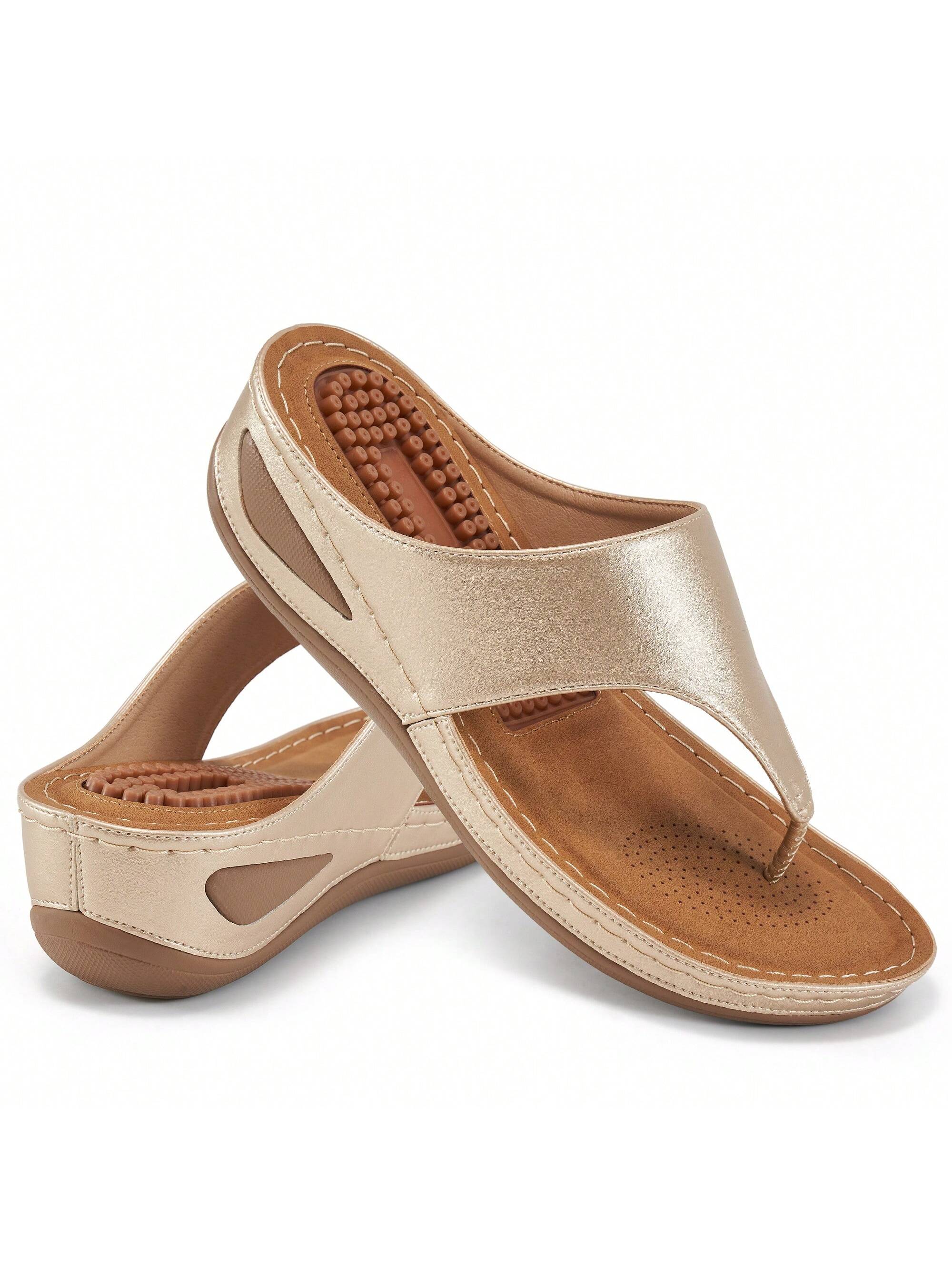 Women's Arch Support Massage Beaded Sandals, Comfortable Orthotic Sandals, Women's Flip Flops, Walking Wedges
