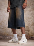 Men's Plus Size Casual Washed Denim Shorts, Summer