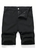 Plus Solid Simple Denim Shorts For Dailywear