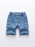 Streecool Kids Young Boy Dark Washed Blue Denim Shorts With Front Pockets