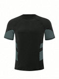 Men Contrast Panel Raglan Sleeve Swimsuit
