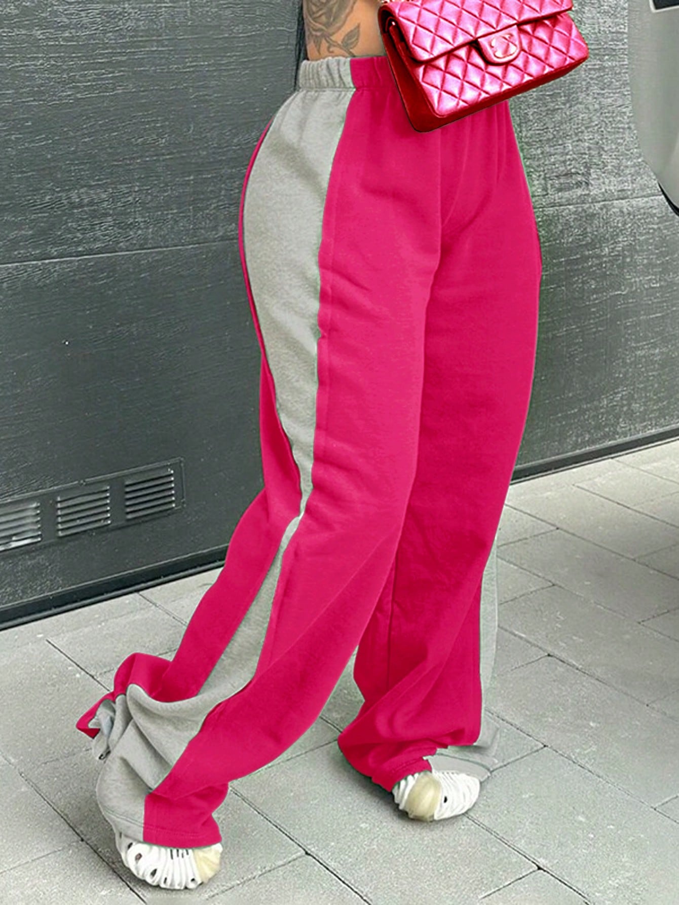 Colorblock Elastic Waist Sweatpants