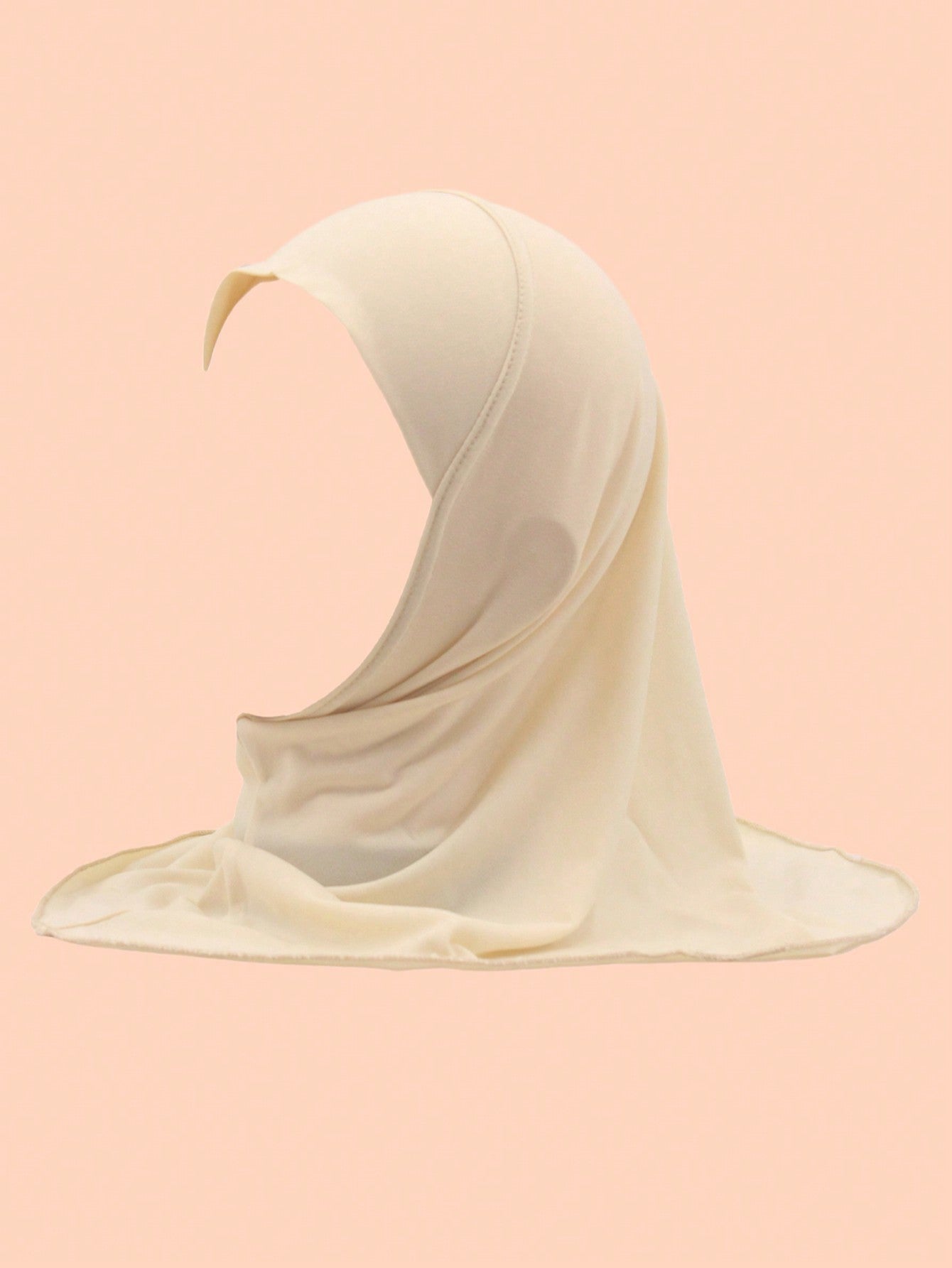 1pc Crystal Linen Muslim Hijab Scarf For Kids, Solid Color, Malaysian Style