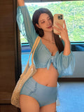 Frill Trim Knot Front Bikini Set
